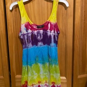 rainbow tie-dye tank top